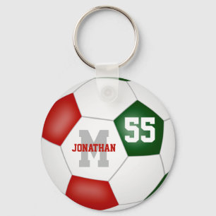 red green team colours boys girls sports soccer keychain