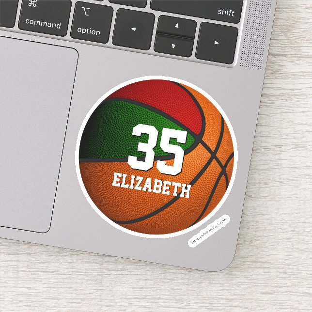 Red green team colours girls boys basketball (Detail)