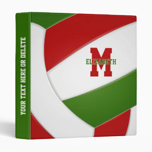 red green team colours girls boys volleyball binder