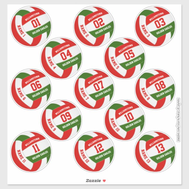 red green team colours volleyball players names (Sheet)