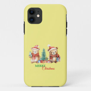 Red Green teddy Bear Santa Merry Christmas Party iPhone 11 Case