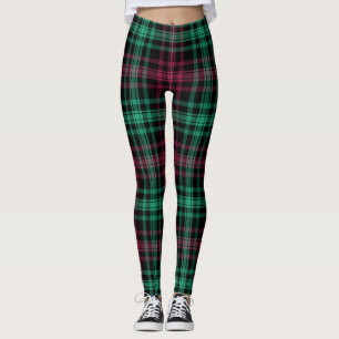 Red Green Trendy Plaid Leggings femmes