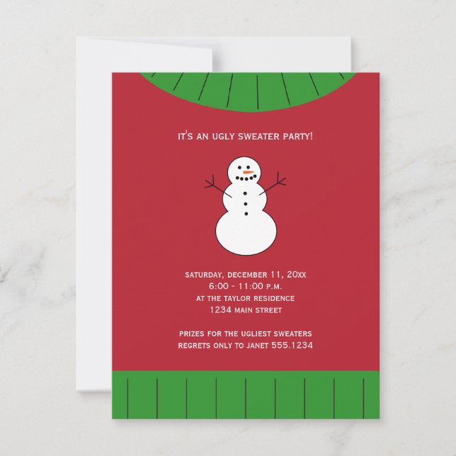 Red Green Ugly Christmas Sweater Holiday Party Invitation (Front)