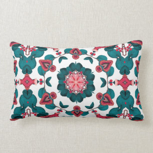 Red & Green Vintage George Shaw Butterfly Remix Lumbar Pillow