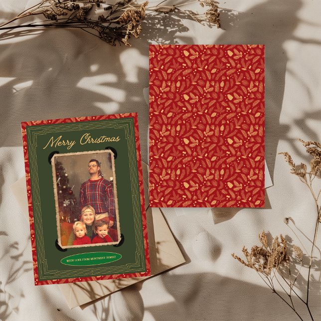 Red Green Vintage Photo Christmas Card (Creator Uploaded)