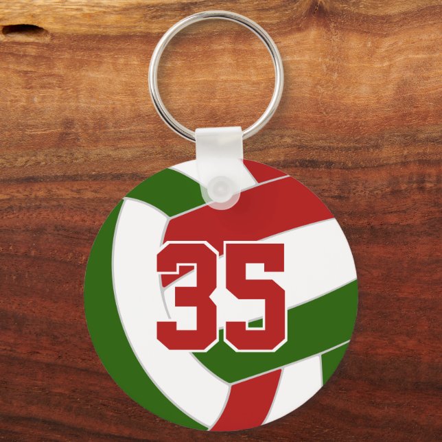 red green volleyball party favour bulk orders keychain (Front)