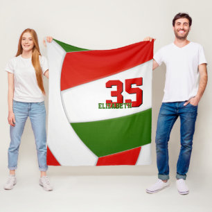 red green volleyball team colors sports room fleece blanket