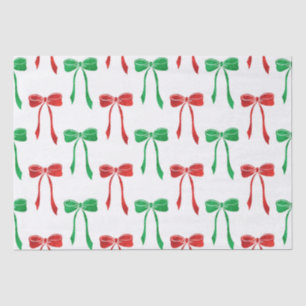 Red & Green Watercolor Bow Pattern Tissue Paper