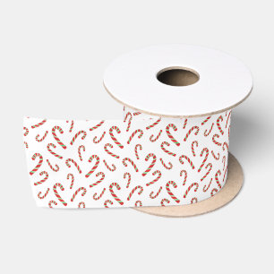 Red Green Watercolor Candy Cane Pattern 2   Satin Ribbon