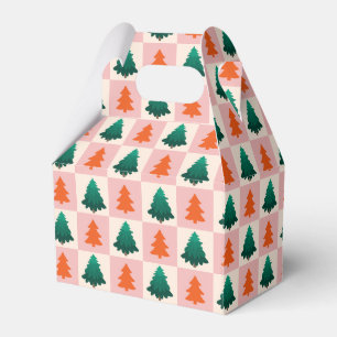 Red Green watercolor Merry Christmas tree pattern Favor Box
