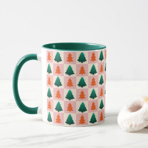 Red Green watercolor Merry Christmas tree pattern Mug