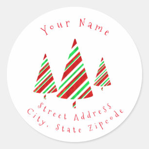 'Red Green Watercolor Striped Trees' Labels