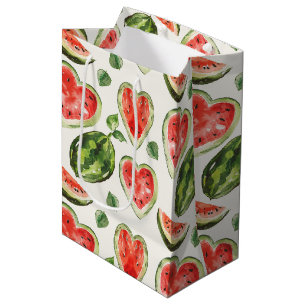 Red Green Watermelon Hearts Birthday Medium Gift Bag