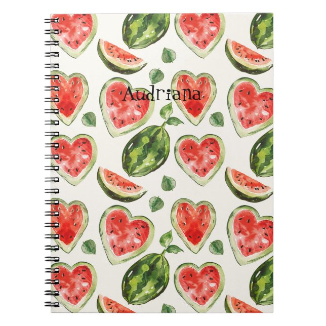 Red Green Watermelon Hearts  Notebook (Front)