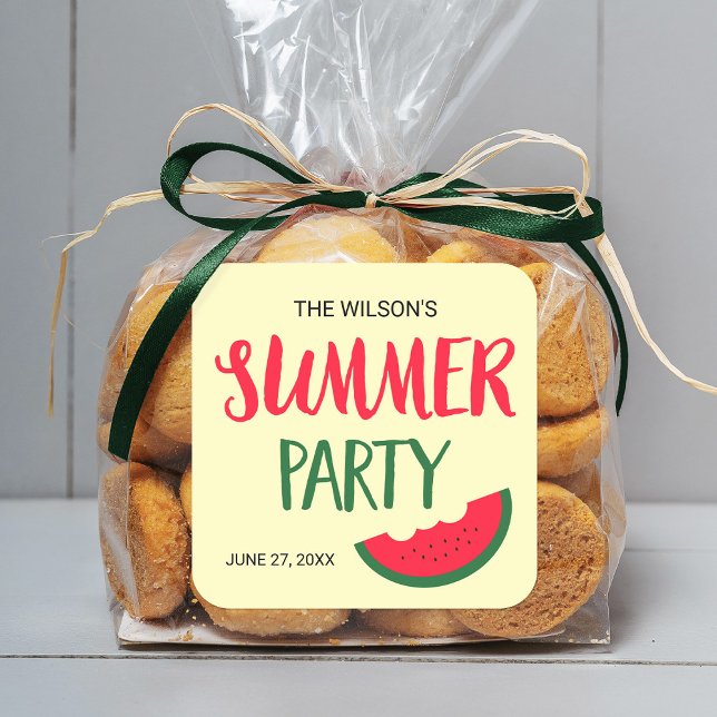 Red Green Watermelon Summer Party Square Sticker (Creator Uploaded)