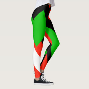 Red Green White Black Colour Block 4Josephine Leggings