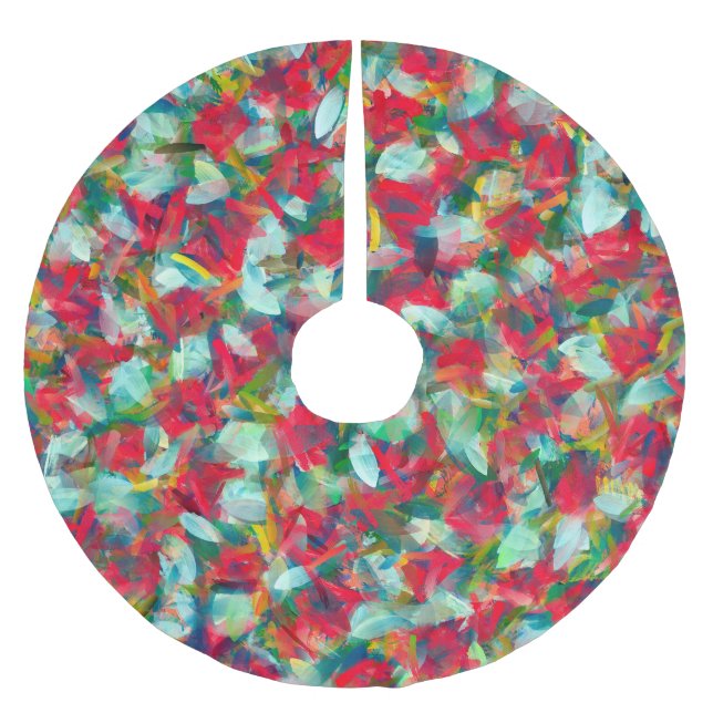 Red Green White Blue Yellow Abstraction Brushed Polyester Tree Skirt (Front)