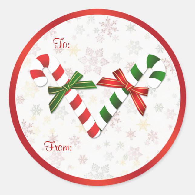 Red, green, white candycanes Christmas  Sticker (Front)