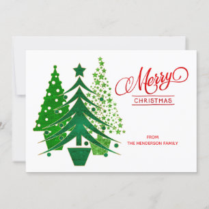 Red, Green, White Christmas Trees Photo Card