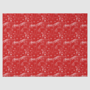 Red green & white Christmas winter cats Tissue Paper