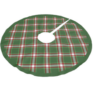 Red Green White Cool Red Lumberjack Plaid Pattern Brushed Polyester Tree Skirt
