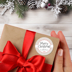 Red Green White Diagonal Stripe Étiquette cadeau