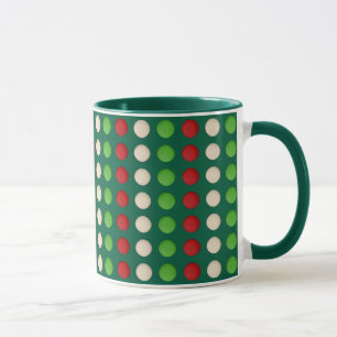Red Green White Dot Pattern Mug