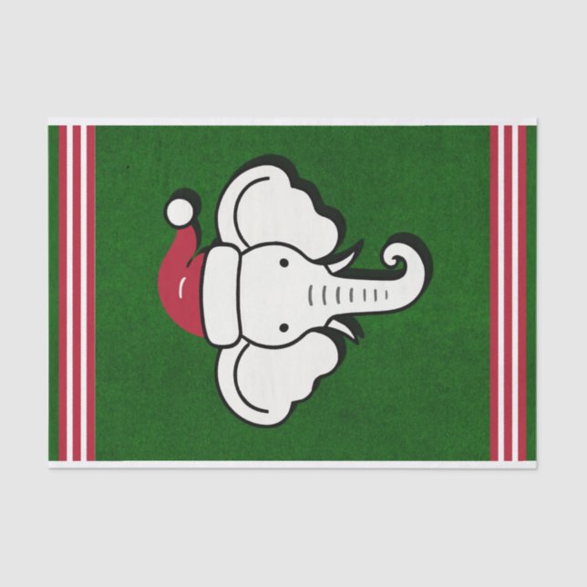 Red & Green White Elephant Gift Christmas Party Tissue Paper (Front)