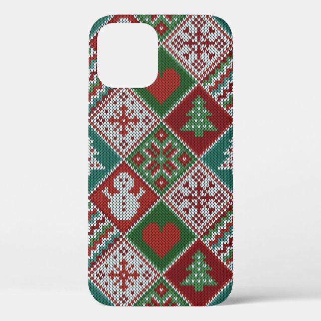 Red Green White Faux Knit Christmas Pattern Case-Mate iPhone Case (Back)