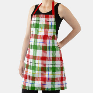 Red Green White Flannel Plaid Pattern Design  Apron
