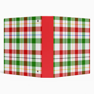 Red Green White Flannel Plaid Pattern Design  Binder