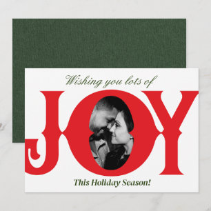 Red & Green White Holiday JOY Photo Christmas Card