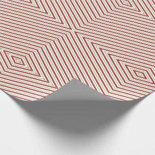 Red Green White Mirror Pattern Retro Christmas Wrapping Paper