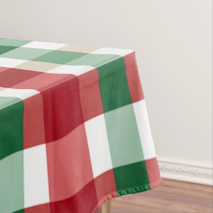 Red Green White Plaid Cheerful Rustic Homestyle Tablecloth