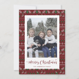 Red Green White Santa Claus Photo Cartes de Noël
