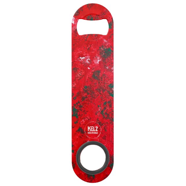 Red Green White Stainless Steel Bottle Opener Bar Key (Front)