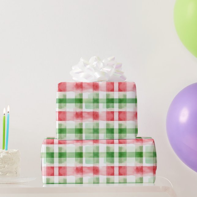 Red Green White Stripes Birthday Wrapping Paper (Party Gifts)