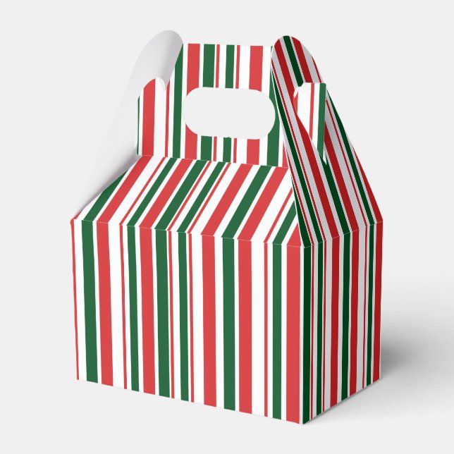 Red Green White Thin Striped Favor Box (Back Side)