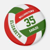 red green white volleyball with team name