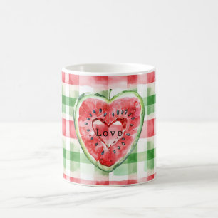 Red Green White Watermelon Heart Stripes Coffee Mug