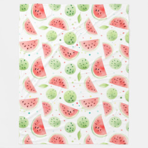 Red Green White Watermelons Birthday Fleece Blanket