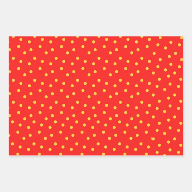 Red Green White Yellow Polka Dot  Wrapping Paper Sheet (Front)