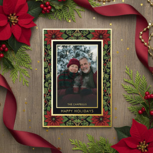 Red Green William Morris Happy Holidays Photo Foil Holiday Card