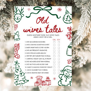 Red Green Winter Old Wives Tales Baby Shower Game Invitation
