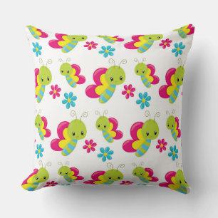 RED GREEN YELLOW BLUE CUTE BABY BUGS THROW PILLOW
