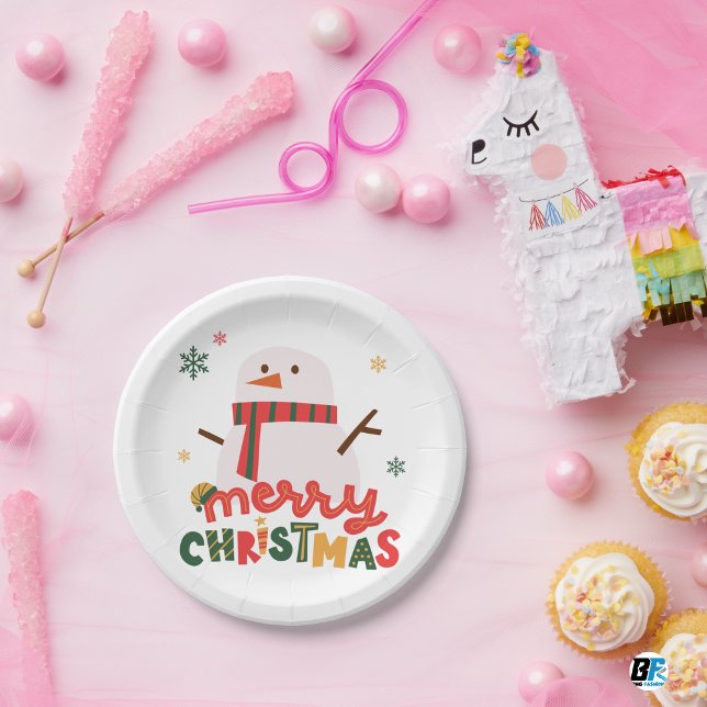 Red, Green & Yellow Elegant Merry Christmas Paper Plate (Creator Uploaded)