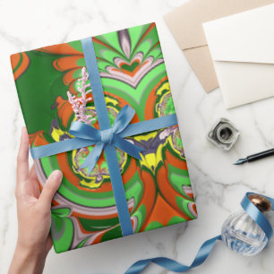 ~ Red Green Yellow Fractal ~ Christmas    Wrapping Paper