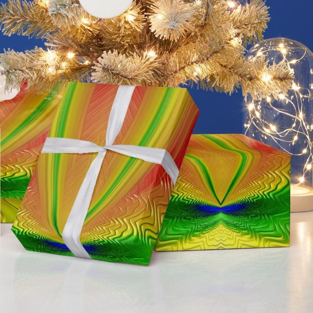 ~ Red Green Yellow Fractal ~ Christmas    Wrapping Paper (Holidays)