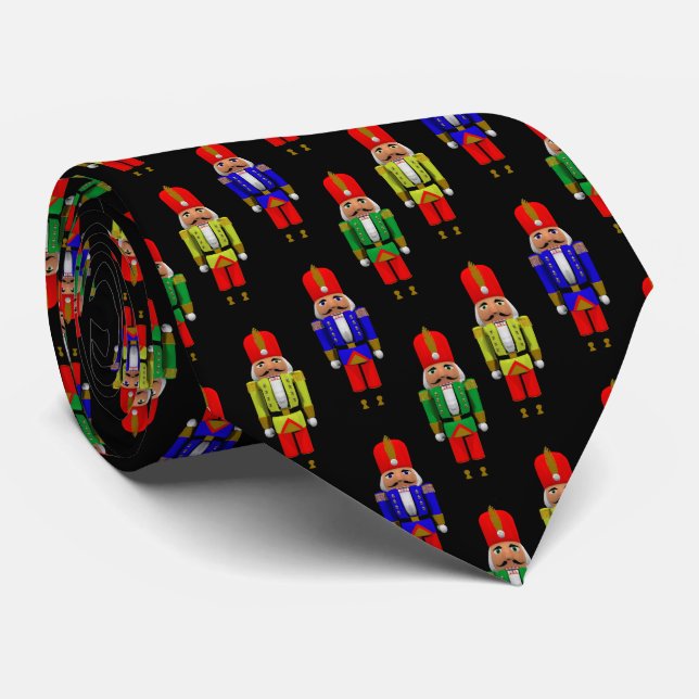 Red Green Yellow Nutcracker Tiled Pattern Tie (Rolled)