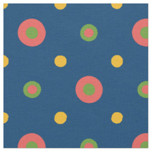 Red Green Yellow Polka Dots on Blue Custom Fabric